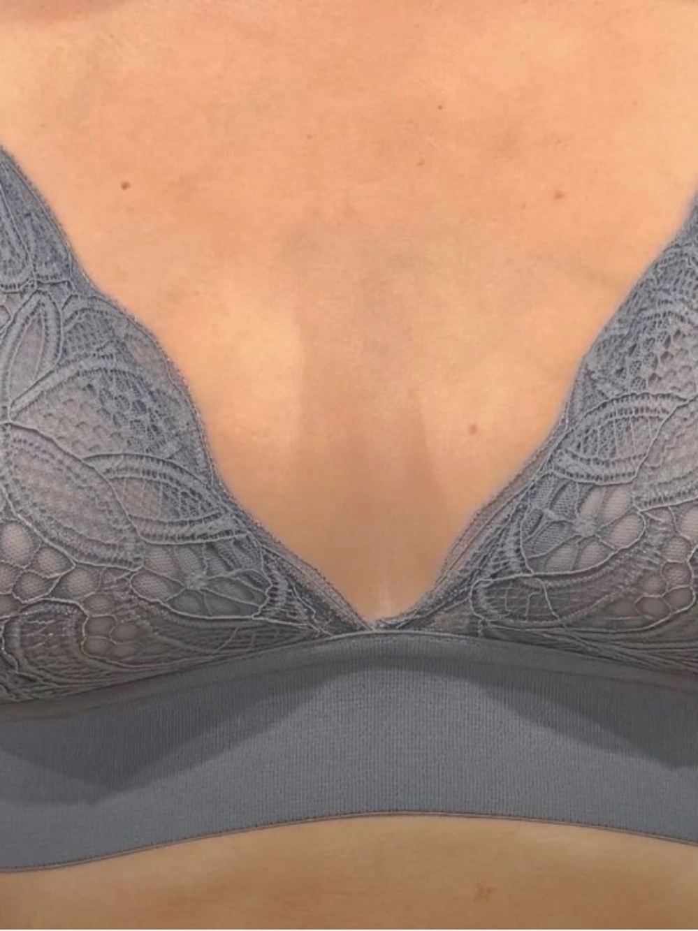 Lively Lace Wireless Bralette - Gray Blue